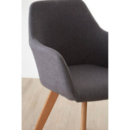 Orsina Grey Fabric Chair With Wood Legs, Backrest Dining Chair, Easy To Clean Accent Office Chair - thumbnail 5