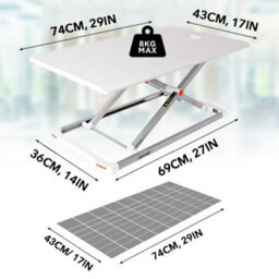 Duronic Dm05D11 We Sit-Stand Desk Workstation, Desk Convertor, Manually Height Adjustable 5-40Cm, 74X43Cm Platform - White - thumbnail 3