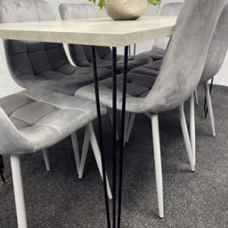 Kosy Koala Dining Table With 6 Chairs Modern Grey Dining Table Set With 6 Grey Velvet Chairs Dining Room Furniture - thumbnail 6