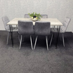 Kosy Koala Dining Table With 6 Chairs Modern Grey Dining Table Set With 6 Grey Velvet Chairs Dining Room Furniture - thumbnail 5