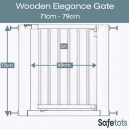 Safetots Wooden Elegance Gate, White, 71Cm - 79Cm, Pressure Fit Safety Gate, Baby Gate For Stairs And Doors, Easy Installation - thumbnail 3