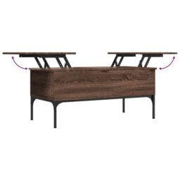 Berkfield Coffee Table Brown Oak 100X50X45 Cm Engineered Wood And Metal - thumbnail 8