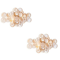 2 Pack Antique Gold Wall Light & Ornate Amber Glass Detailing - Twin Bulb Sconce - thumbnail 1