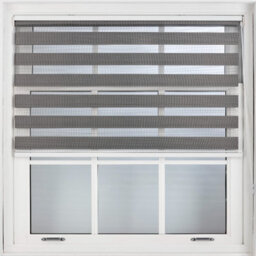 Furnished Day And Night Roller Blinds - Dark Grey Striped Roller Shades For Windows And Doors (W)145Cm (L)165Cm