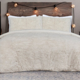 Smart Living Luxury Shaggy Faux Fur Fleece Reversible Duvet Cover With Pillowcases - thumbnail 1