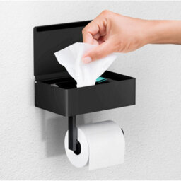 Matte Black Toilet Paper Holder With Shelf    Holds Tp & Wipes, Bathroom Storage