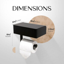 Matte Black Toilet Paper Holder With Shelf    Holds Tp & Wipes, Bathroom Storage - thumbnail 6