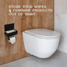 Matte Black Toilet Paper Holder With Shelf    Holds Tp & Wipes, Bathroom Storage - thumbnail 7