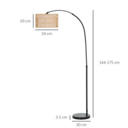 Wyld Haus Limo Adjustable Rattan Arc Floor Lamp With Dual-Layer Shade - thumbnail 4