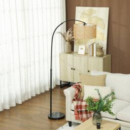 Wyld Haus Limo Adjustable Rattan Arc Floor Lamp With Dual-Layer Shade - thumbnail 8