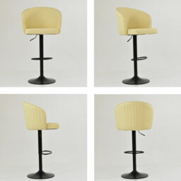 Lakeland Furniture Novara Cream Faux Leather Black Gas Lift Base Bar Stool - thumbnail 2