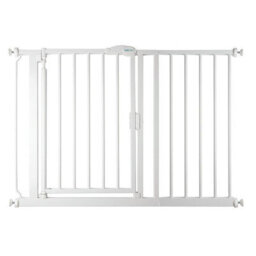 Safetots Pressure Fit Self Closing Stair Gate, 111Cm - 118Cm, White, Auto Closing Baby Gate, Safety Barrier - thumbnail 1