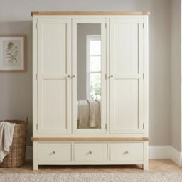 The Furniture Market Marbury Cream Painted Triple 3 Door Mirrored Wardrobe With 3 Drawers - thumbnail 2