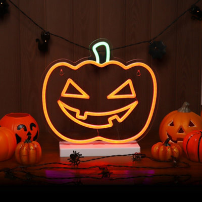 Pumpkin Led Silhouette, (H) 270mm - Green & Orange - image 1