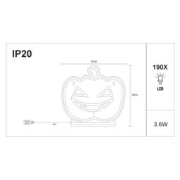 Pumpkin Led Silhouette, (H) 270mm - Green & Orange - thumbnail 8