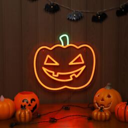 Pumpkin Led Silhouette, (H) 270mm - Green & Orange - thumbnail 7