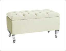 Londona 150Cm Chesterfield Ottoman Storage Bench - Plush Velvet Shoe Bench - Cream Upholstery Footstool With Storage