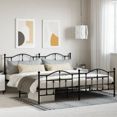 Berkfield Metal Bed Frame With Headboard And Footboard Black 193X203 Cm - image 1