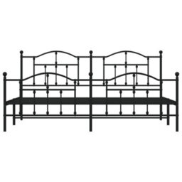 Berkfield Metal Bed Frame With Headboard And Footboard Black 193X203 Cm - thumbnail 5