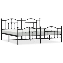 Berkfield Metal Bed Frame With Headboard And Footboard Black 193X203 Cm - thumbnail 2