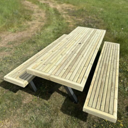 Timber Foundry Wooden Garden Dining Set With Steel X Legs 10-12 Seater Table Only - thumbnail 5