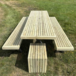 Timber Foundry Wooden Garden Dining Set With Steel X Legs 10-12 Seater Table Only - thumbnail 3