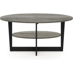 Coffee Table 2-Tier Modern Oval Wooden Storage Living Room Bedroom - thumbnail 4