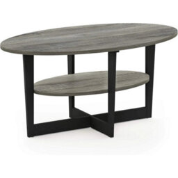 Coffee Table 2-Tier Modern Oval Wooden Storage Living Room Bedroom - thumbnail 1