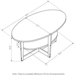 Coffee Table 2-Tier Modern Oval Wooden Storage Living Room Bedroom - thumbnail 2