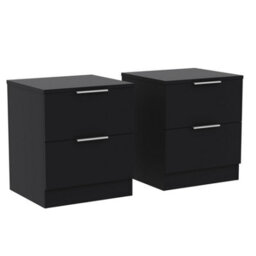 Lassic Vida Designs Trega Black 2-Drawer Bedside Chest Engineered Wood, (H)410mm X (W)390mm X (D)280mm, Set Of 2 - thumbnail 7