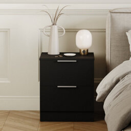 Lassic Vida Designs Trega Black 2-Drawer Bedside Chest Engineered Wood, (H)410mm X (W)390mm X (D)280mm, Set Of 2 - thumbnail 4