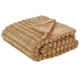 Beliani Bedspread Rakya Faux Fur 150 X 200 Cm Light Brown - thumbnail 4