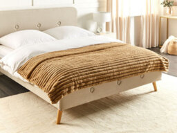 Beliani Bedspread Rakya Faux Fur 150 X 200 Cm Light Brown - thumbnail 2