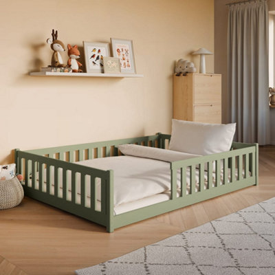 Arte Olive Wooden Bed Mati Eu Double 140X200Cm - Grounded Design With Surround Guardrails - image 1