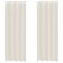 Berkfield Voile Curtains With Grommets 2 Pcs Cream 140X300 Cm - thumbnail 2