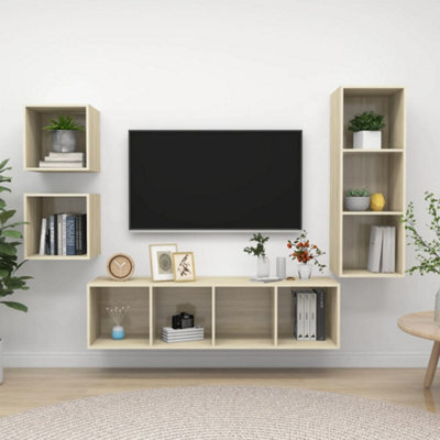 Berkfield 4 Piece Tv Cabinet Set Sonoma Oak Engineered Wood - image 1