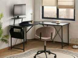 Beliani Corner Desk Tacony Black 180 Cm 140 Cm With Storage - thumbnail 2