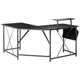 Beliani Corner Desk Tacony Black 180 Cm 140 Cm With Storage - thumbnail 5