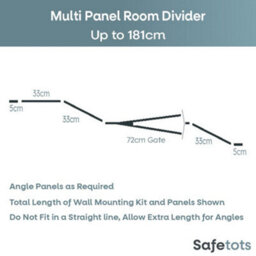 Safetots Premium Multi Panel Room Divider, Up To 181Cm Wide, White, 70Cm Tall, Flexible Barrier With Door For Baby And Toddler - thumbnail 3