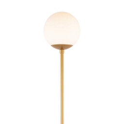 Happy Homewares Modern Satin Gold Floor Lamp With Opal White Globe Glass Shade And Foot Switch - thumbnail 5