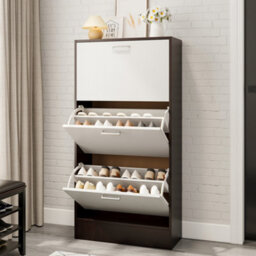 Living And Home Wooden Free Standing Shoe Rack Drawer, 3 Layer Dump Shoes Shelves W 600 X D 240 X H 1190 mm - thumbnail 1