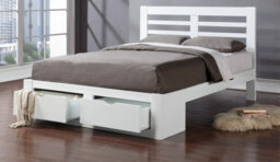 Save On Goods UK 5Ft Kin Size White Wood Wooden Bed Frame.underbed Drawer Storage. Shaker Style,low Foot End - thumbnail 1