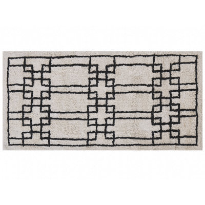 Beliani Rug Turhal Beige 80 X 150 Cm Cotton - image 1