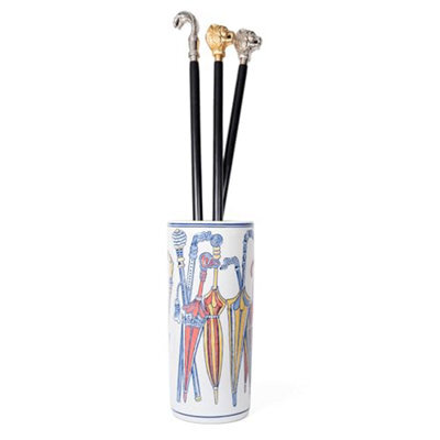 "Ceramic Umbrella Stand, 18"" Tall, Umbrella And Walking Stick Pattern, Walking Stick Holder, Indoor Planters, Entryway Decor, Elega" - image 1