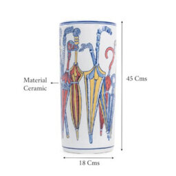 "Ceramic Umbrella Stand, 18"" Tall, Umbrella And Walking Stick Pattern, Walking Stick Holder, Indoor Planters, Entryway Decor, Elega" - thumbnail 2