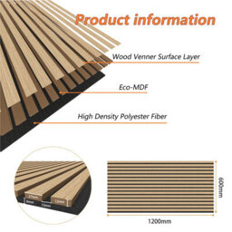 AVER-GROWTH Set Of 2 Wooden Modern Acoustic Wall Panels 120 X 60 Cm - Light Oak Finish - thumbnail 3
