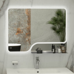 RAK Ceramics Rak Ornate 1200X600mm Wall-Mounted Illuminated Bathroom Mirror With Touch Sensor & Demister Pad, Chrome, Ip44