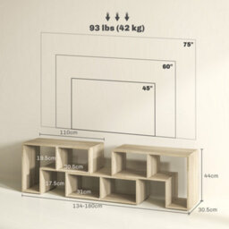 Homcom Tv Unit For Tvs Up To 75 Inches, Free Combination Tv Stand, Grey - thumbnail 3