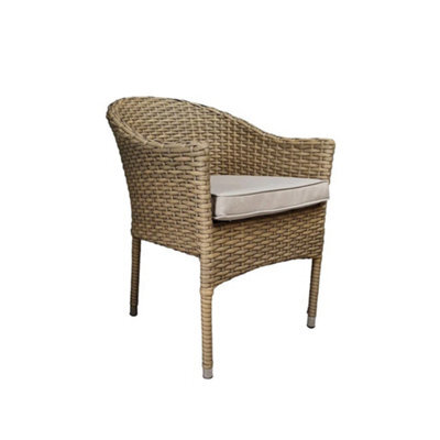 Signature Weave Darcey Wicker Stacking Garden Dining Chair & Cushions Natural - image 1