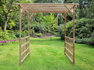 Edecks Rustic Rose Walkway Wooden Garden Pergola Half Sides (W 2400mm X D 2400mm) - image 1